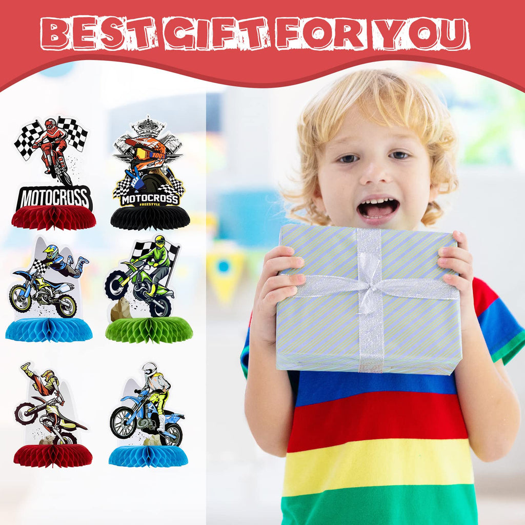 Zonon 9 Piece Dirt Bike Party Decorations – Honeycomb Centerpieces for Motorcycle Themed Parties