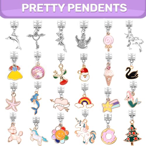 ZOOI Bracelet Making Kit for Girls - Mermaid Friendship Charm Craft Set, Purple