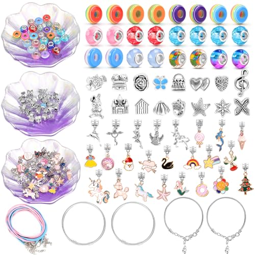 ZOOI Bracelet Making Kit for Girls - Mermaid Friendship Charm Craft Set, Purple