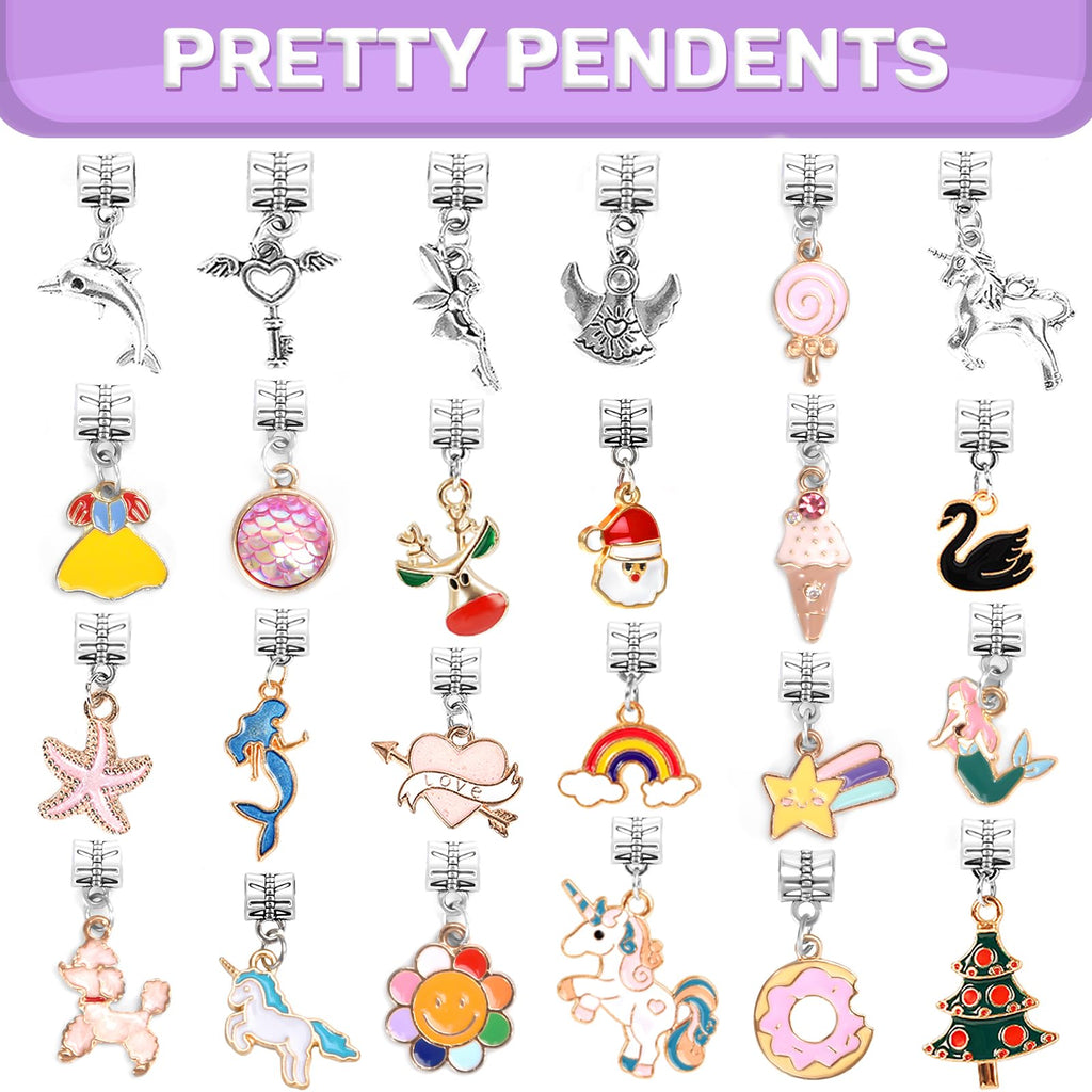 ZOOI Bracelet Making Kit for Girls - Mermaid Friendship Charm Craft Set, Purple
