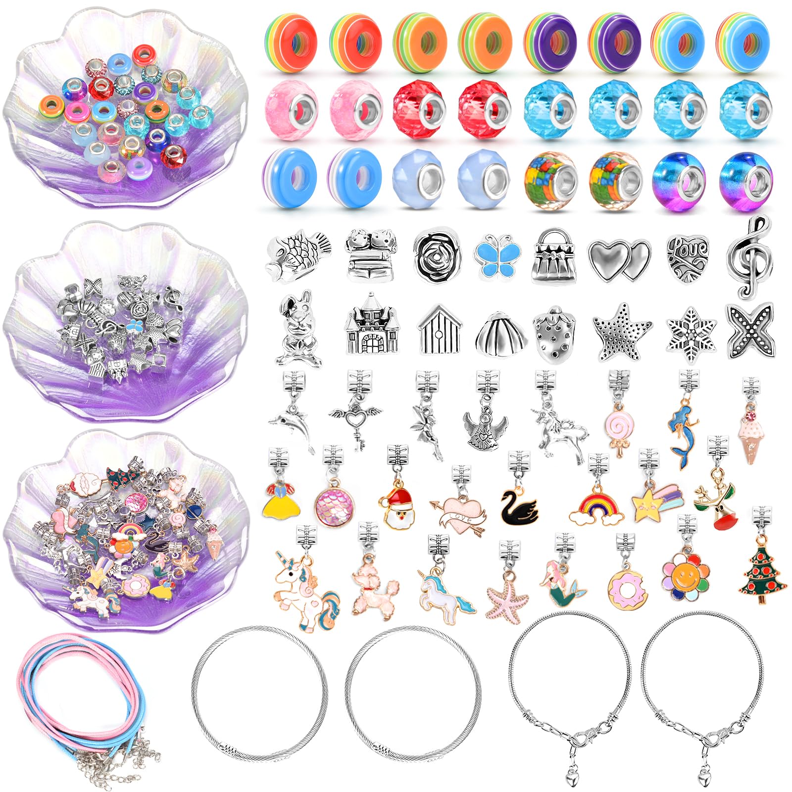 ZOOI Bracelet Making Kit for Girls - Mermaid Friendship Charm Craft Set, Purple
