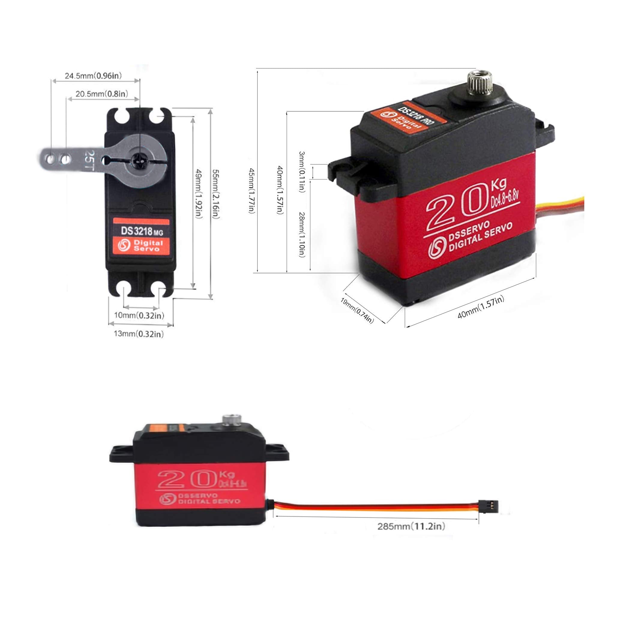 ZOSKAY 25KG Digital Servo - Metal Gear, CNC Aluminium, IP67 Waterproof for 1/8 1/10 RC Cars