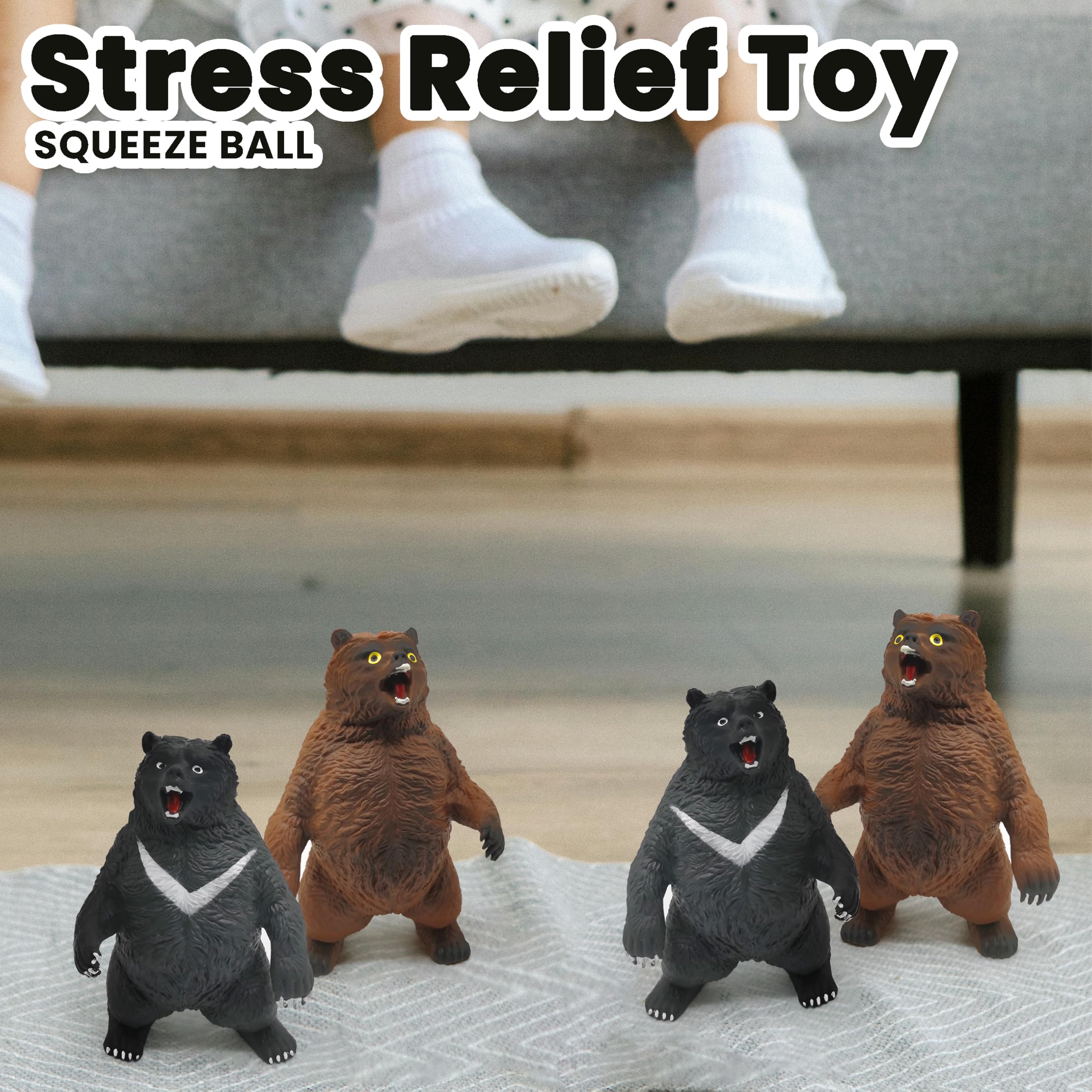 ZTATU Brown Bear Stress Ball (1 Pack) – Non-Rebound Squishy Fidget Toy with Sand Filling