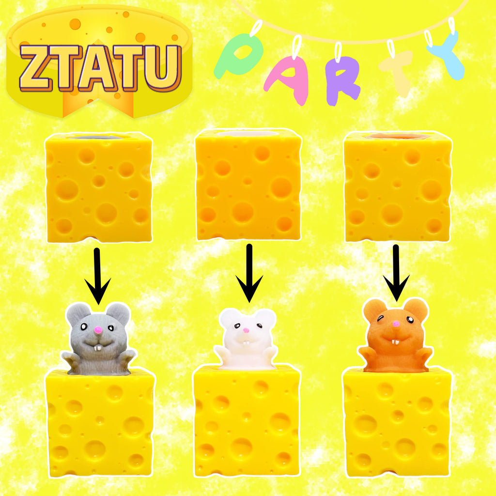 ZTATU Cheese Stress Balls 3-Pack – Squishy Fidget Toys for Anxiety Relief (White, Gray, Brown)