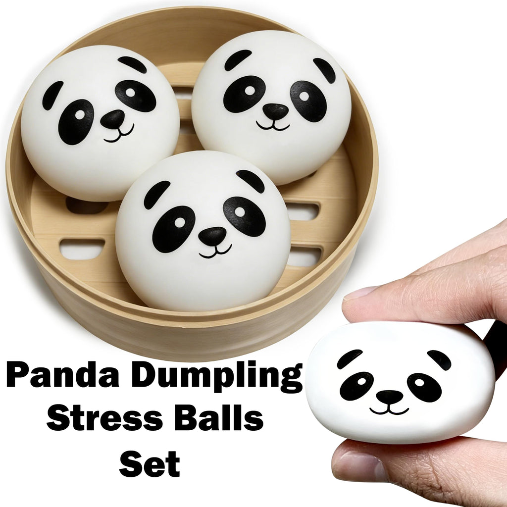 ZTATU Mini Panda Dumpling Squishy Toys (3 Pack) - Cute Stress Balls for Adults and Kids, Sensory Fidget Toy for Anxiety Relief, Party Favors, Easter Basket Stuffers