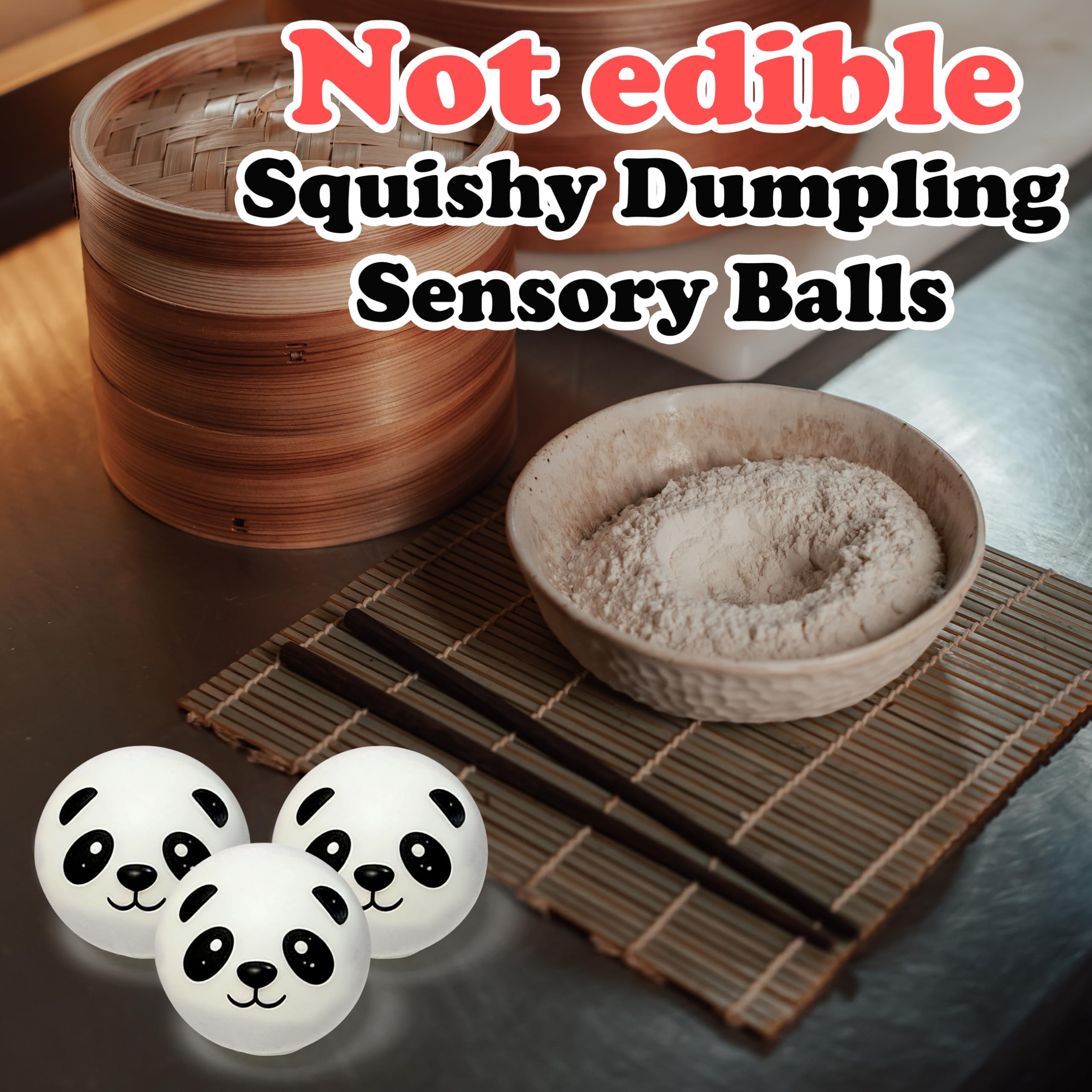 ZTATU Mini Panda Dumpling Squishy Toys (3 Pack) - Cute Stress Balls for Adults and Kids, Sensory Fidget Toy for Anxiety Relief, Party Favors, Easter Basket Stuffers