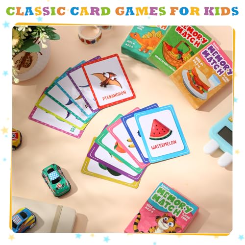 Zubebe Memory Matching Game Set of 4 Themes - Educational Toy for Kids, Family Night, Classroom Prizes