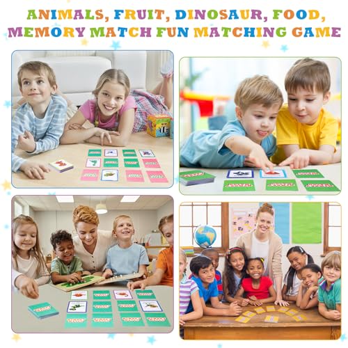 Zubebe Memory Matching Game Set of 4 Themes - Educational Toy for Kids, Family Night, Classroom Prizes