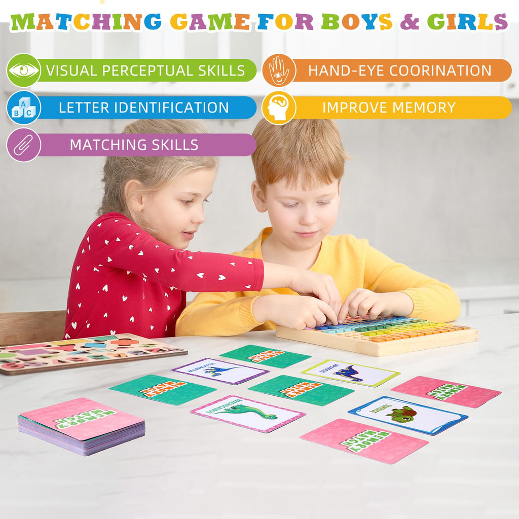 Zubebe Memory Matching Game Set of 4 Themes - Educational Toy for Kids, Family Night, Classroom Prizes