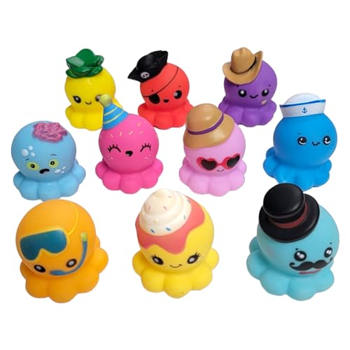 Zugar Land 10-Pack Rubber Octopus Toys - 2-Inch Soft Figurines (Random Designs)
