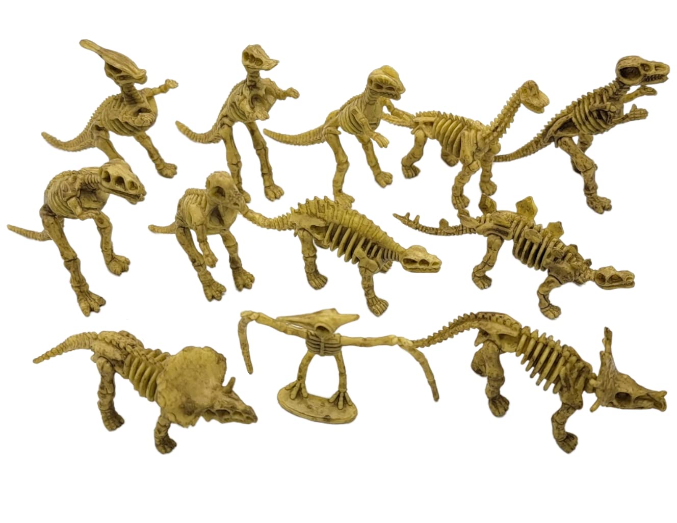 Zugar Land 12-Pack Dinosaur Fossil Skeleton Figures – 3-4 Inch PVC Dino Collection for Science Learning, Party Favors & More