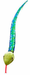 Zugar Land 26-Inch Reversible Sequin Plush Snake – Green/Black Color-Changing Soft Toy