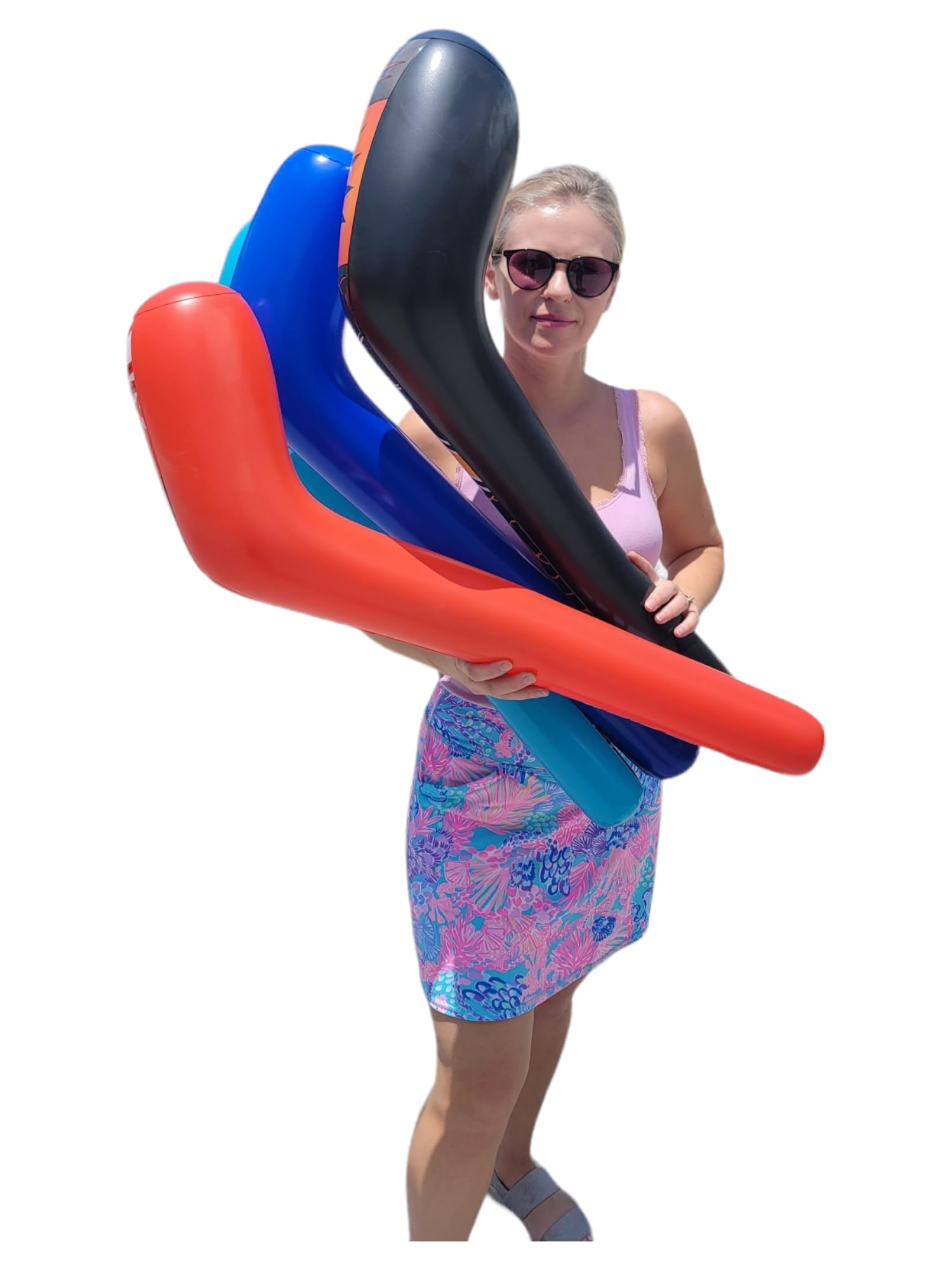 Zugar Land 35-Inch Inflatable Hockey Sticks (4-Pack) - 4 Fun Designs, PVC, for Indoor/Outdoor Play