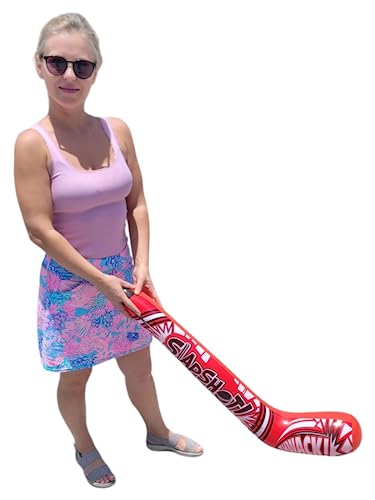 Zugar Land 35-Inch Inflatable Hockey Sticks (4-Pack) - 4 Fun Designs, PVC, for Indoor/Outdoor Play