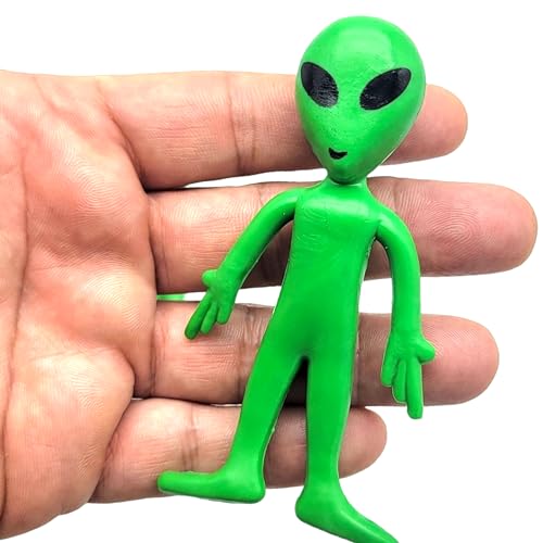 Zugar Land Bendable Rubber Green Aliens (3.75") – 6-Pack Sensory Fidget Toys for Stress Relief and Imaginative Play