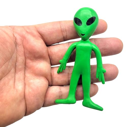 Zugar Land Bendable Rubber Green Aliens (3.75") – 6-Pack Sensory Fidget Toys for Stress Relief and Imaginative Play