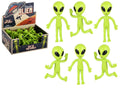 Zugar Land Bendable Rubber Neon Green Aliens - 6 Pack of 4-Inch Sensory Fidget Toys for Stress Relief and Party Favors