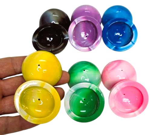 Zugar Land Colorful Rubber Marble Poppers (12-Pack) – 1.75" Retro Pop-Up Half Balls with Tie-Dye Designs