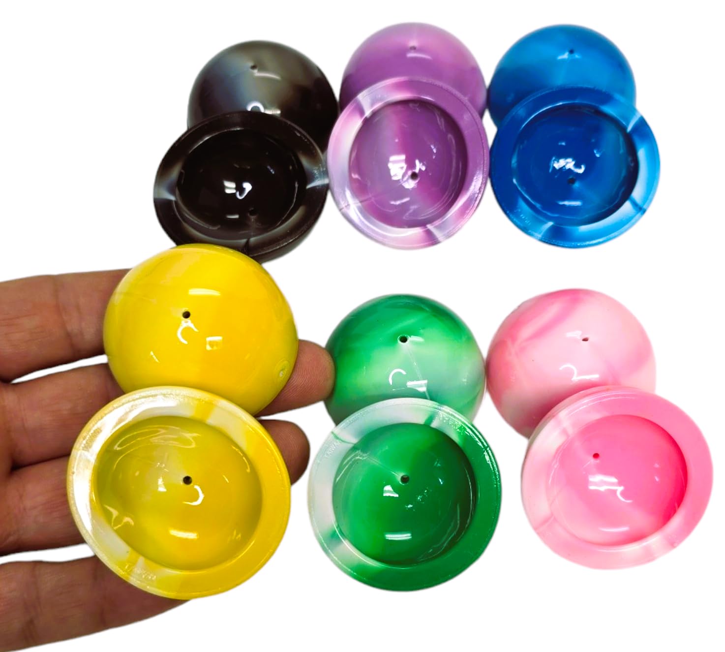 Zugar Land Colorful Rubber Marble Poppers (12-Pack) – 1.75" Retro Pop-Up Half Balls with Tie-Dye Designs
