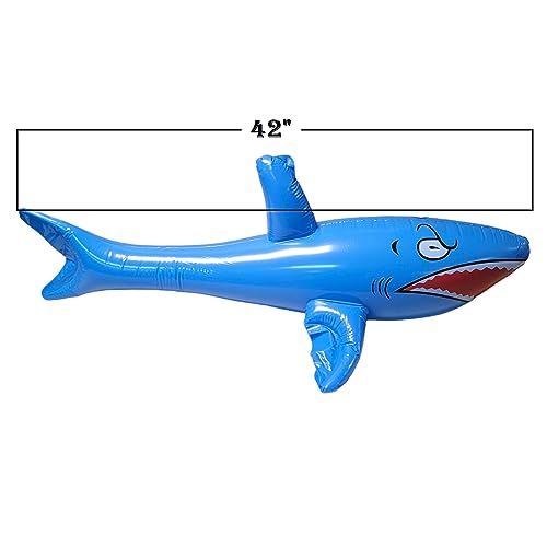 Zugar Land Jumbo 42" Inflatable Shark - 3-Pack (Red, Blue, White) Giant Pool Float Toy