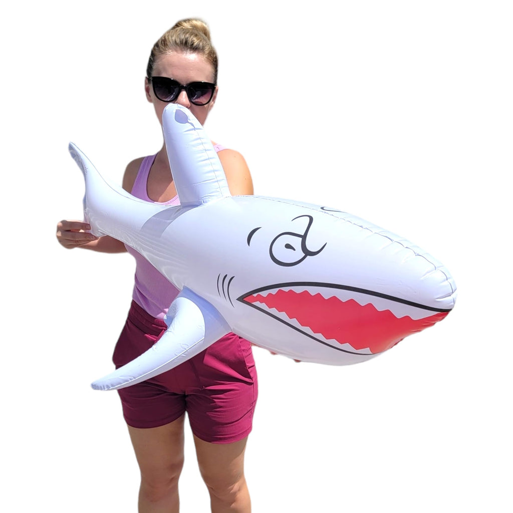 Zugar Land Jumbo 42" Inflatable Shark - 3-Pack (Red, Blue, White) Giant Pool Float Toy