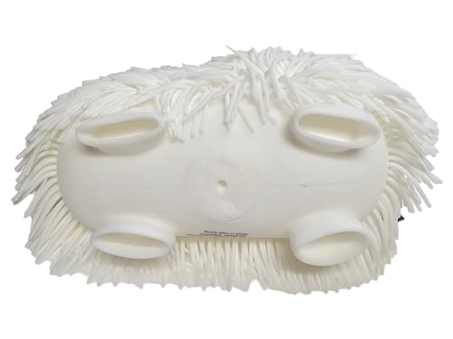 Zugar Land Soft Shaggy Puffer Dog Toy – Squishy, Stretchy Air-Filled Fun for Dogs (White, 8" x 5")