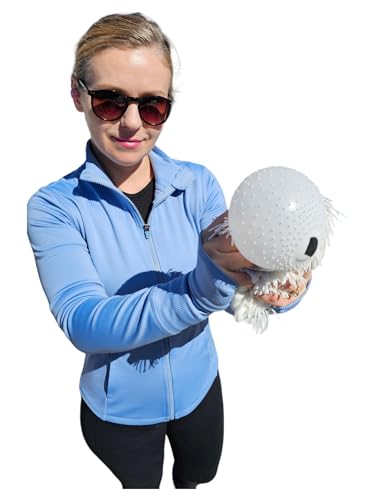 Zugar Land Soft Shaggy Puffer Dog Toy – Squishy, Stretchy Air-Filled Fun for Dogs (White, 8" x 5")