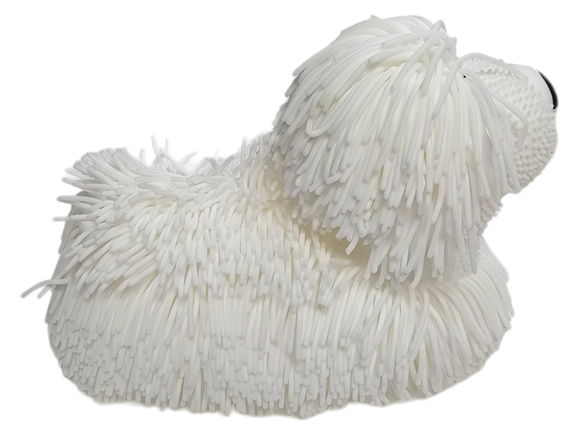Zugar Land Soft Shaggy Puffer Dog Toy – Squishy, Stretchy Air-Filled Fun for Dogs (White, 8" x 5")