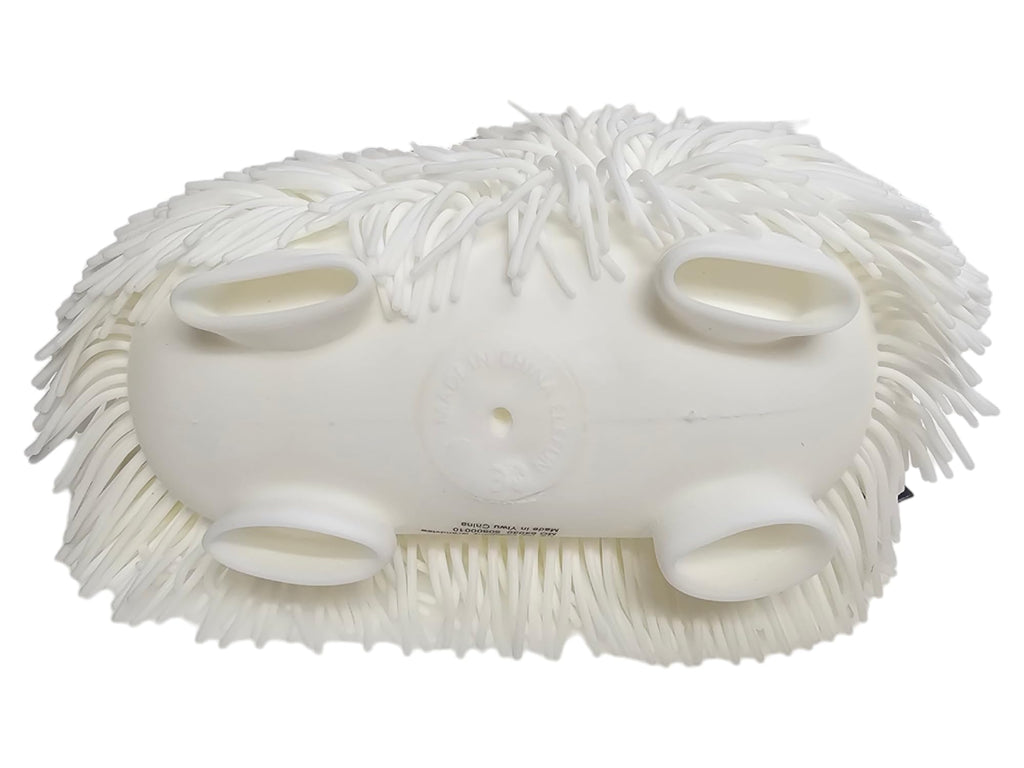Zugar Land Soft Shaggy Puffer Dog Toy – Squishy, Stretchy Air-Filled Fun for Dogs (White, 8" x 5")