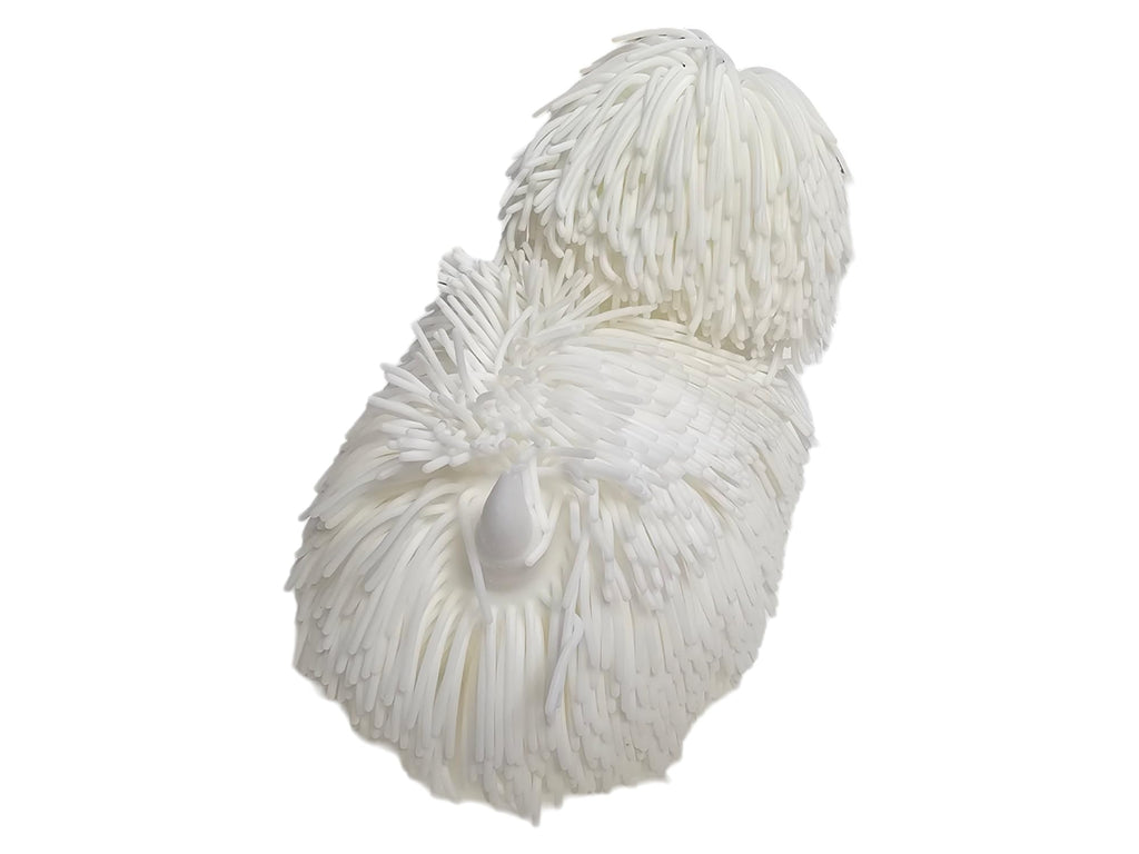 Zugar Land Soft Shaggy Puffer Dog Toy – Squishy, Stretchy Air-Filled Fun for Dogs (White, 8" x 5")