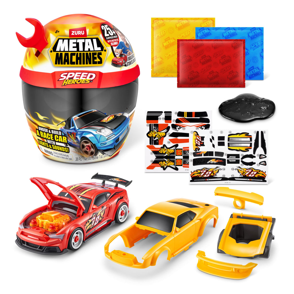 Zuru Metal Machines Speed Heroes Red: Build Your Own Custom Race Car with 20+ Surprises