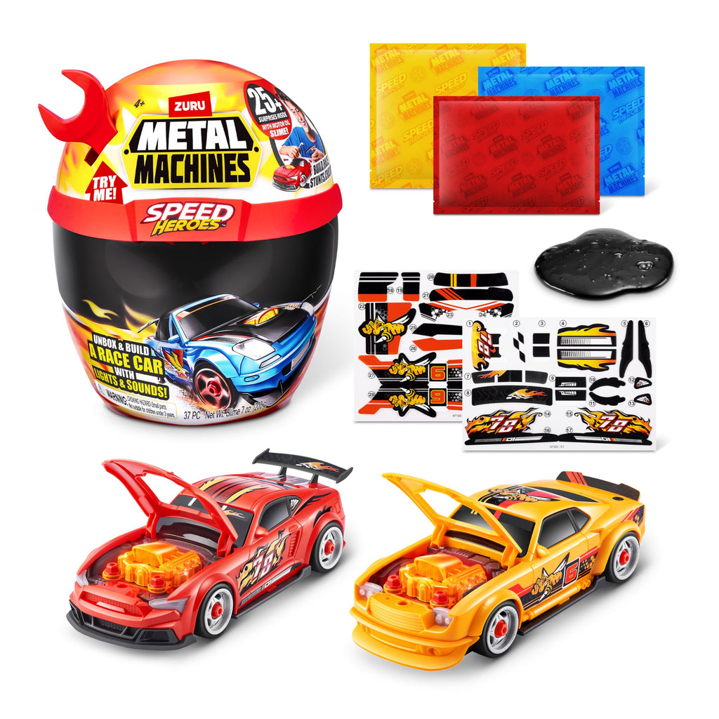 Zuru Metal Machines Speed Heroes Red: Build Your Own Custom Race Car with 20+ Surprises