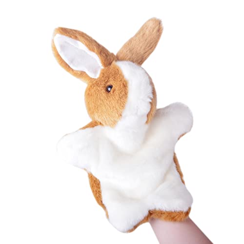 ZUXUCUVU Brown Bunny Hand Puppet – Soft Plush Rabbit Toy for Kids' Imaginative Play & Storytelling