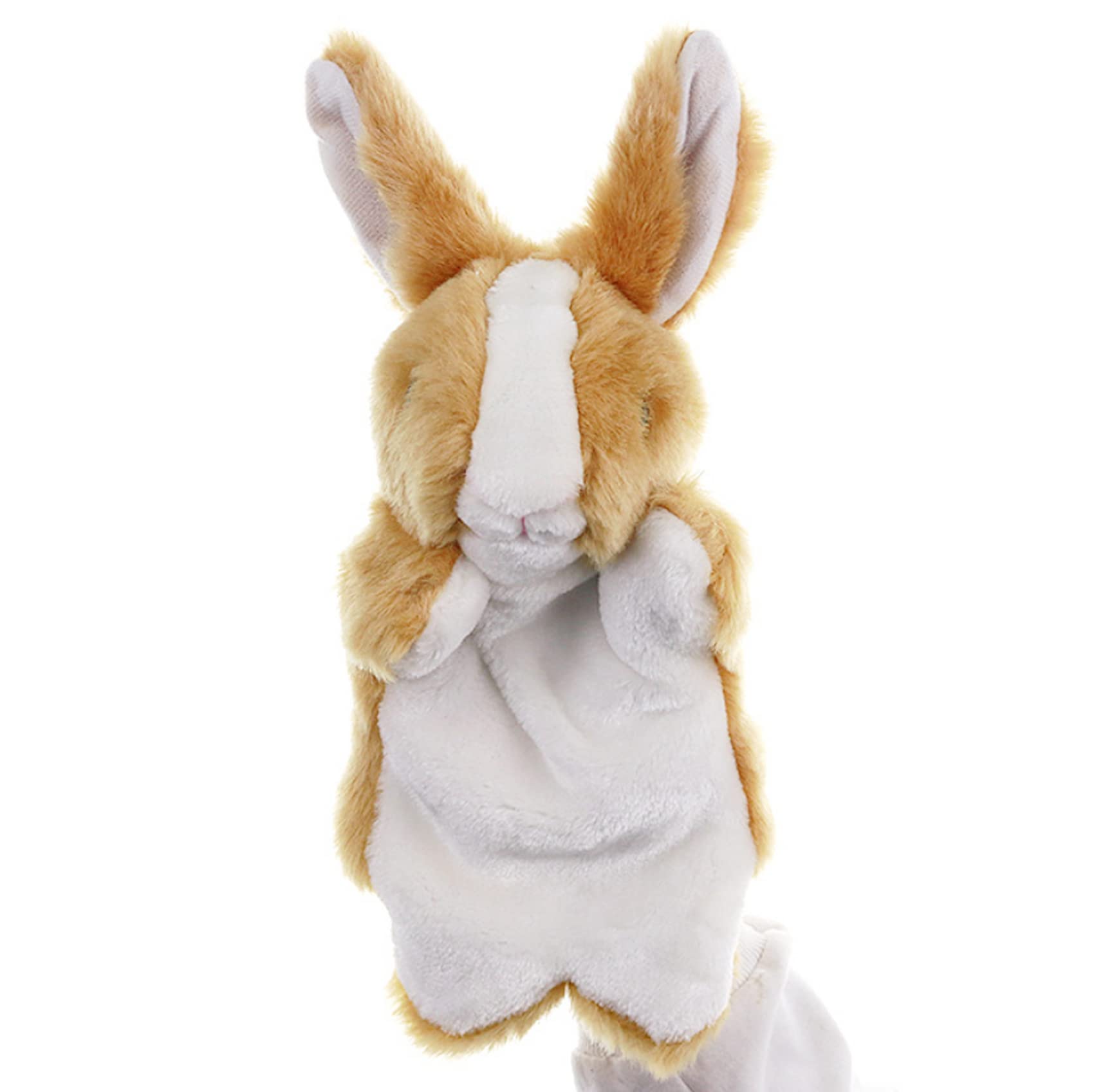 ZUXUCUVU Brown Bunny Hand Puppet – Soft Plush Rabbit Toy for Kids' Imaginative Play & Storytelling