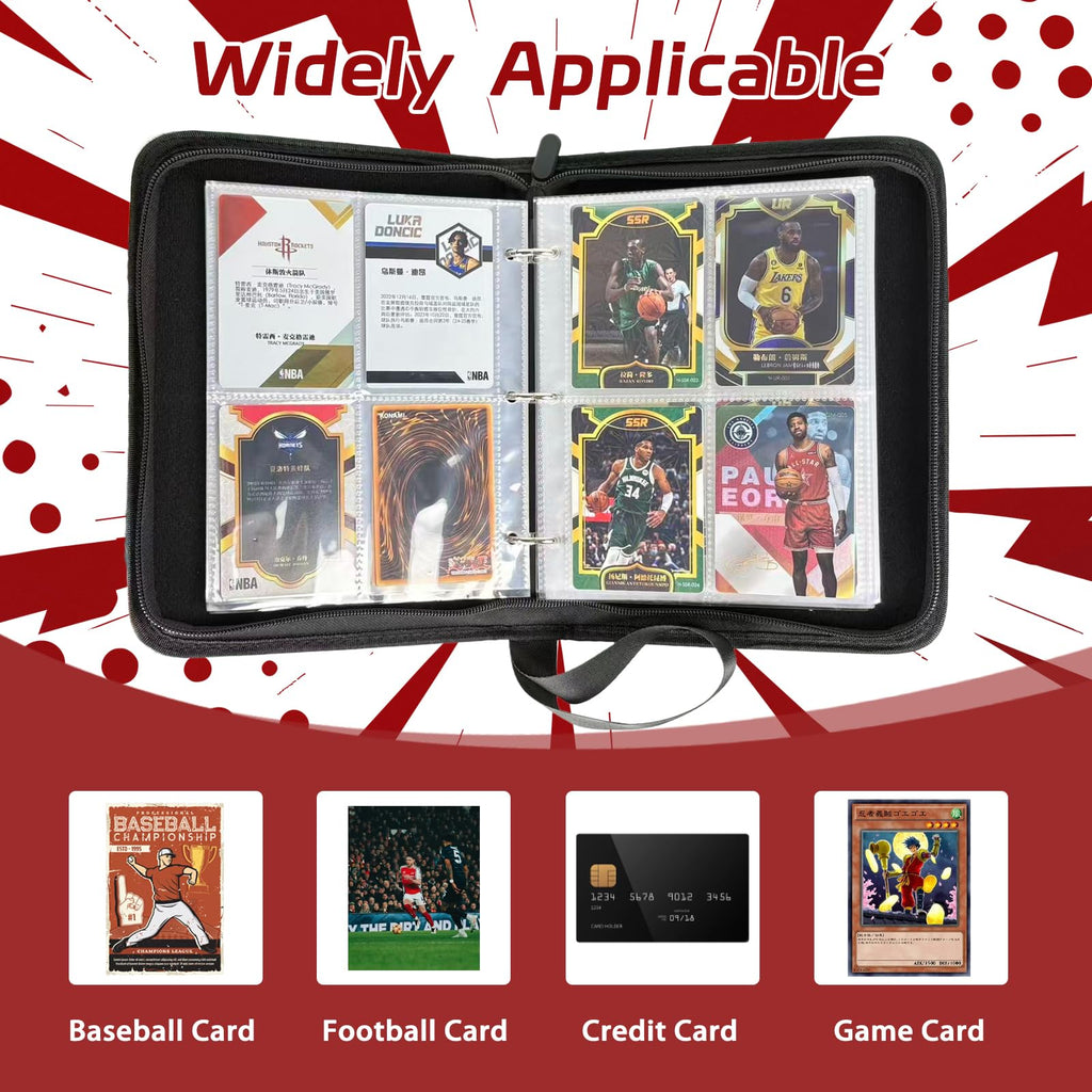 ZYAXWN 440-Pocket Trading Card Binder – Red PU Leather Album with Zipper Closure