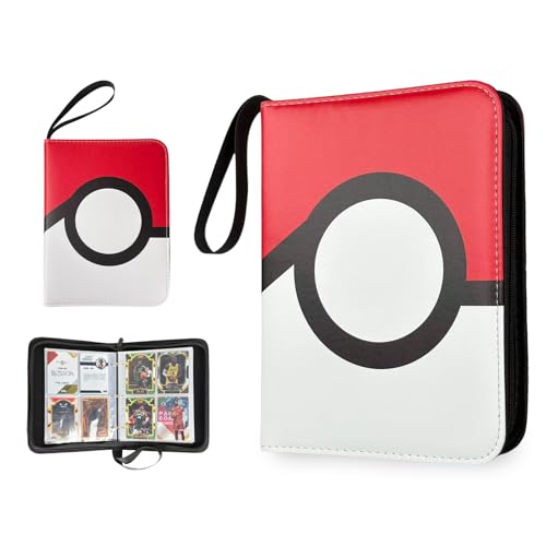 ZYAXWN 440-Pocket Trading Card Binder – Red PU Leather Album with Zipper Closure