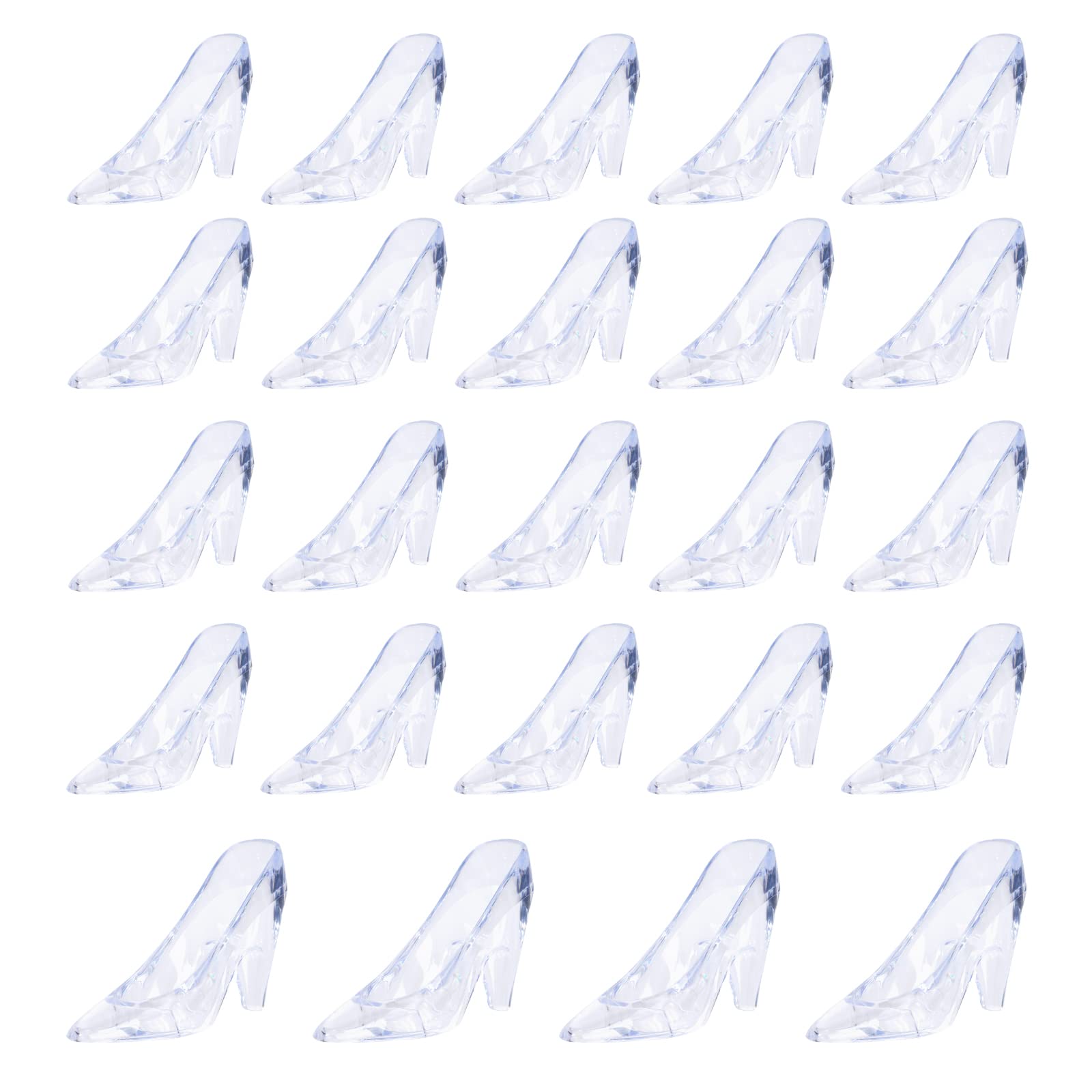 ZYFLSQ 24-Pack Mini Plastic Cinderella Slippers, 3.5-Inch Clear Glass Heel Favors for Wedding, Birthday Party Table Decorations