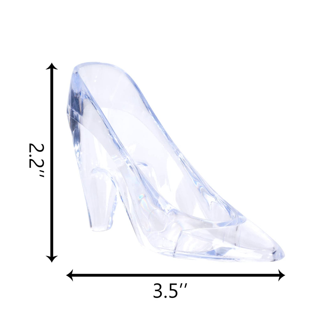 ZYFLSQ 24-Pack Mini Plastic Cinderella Slippers, 3.5-Inch Clear Glass Heel Favors for Wedding, Birthday Party Table Decorations