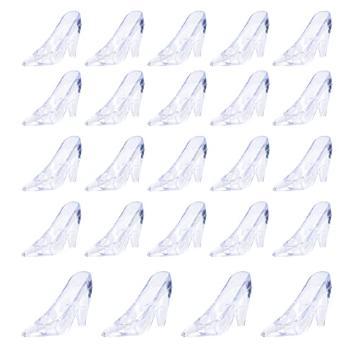ZYFLSQ 24-Pack Mini Plastic Cinderella Slippers, 3.5-Inch Clear Glass Heel Favors for Wedding, Birthday Party Table Decorations