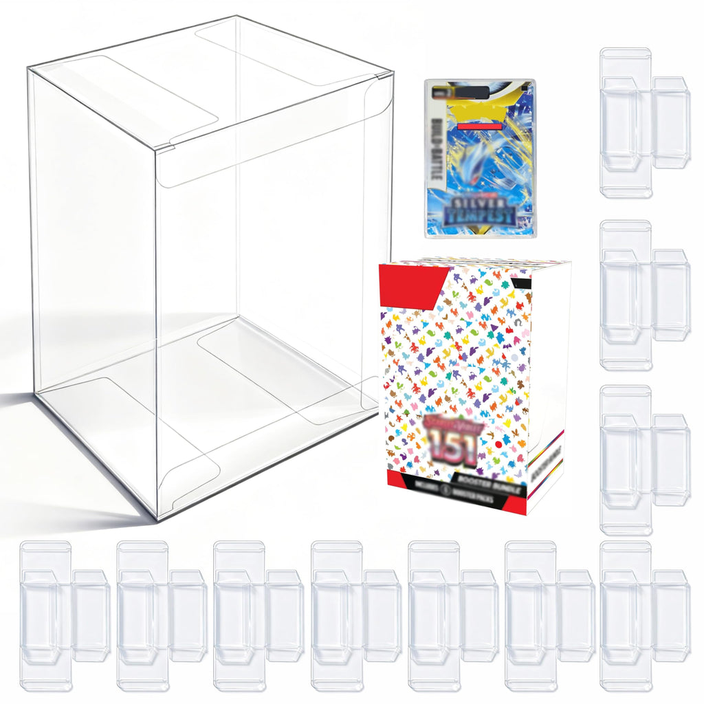 ZZHOB 10-Pack Clear Acrylic Display Case for Booster Bundle – Foldable Plastic Protector for 6-Booster Pack Collection