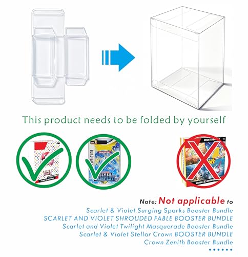 ZZHOB 10-Pack Clear Acrylic Display Case for Booster Bundle – Foldable Plastic Protector for 6-Booster Pack Collection