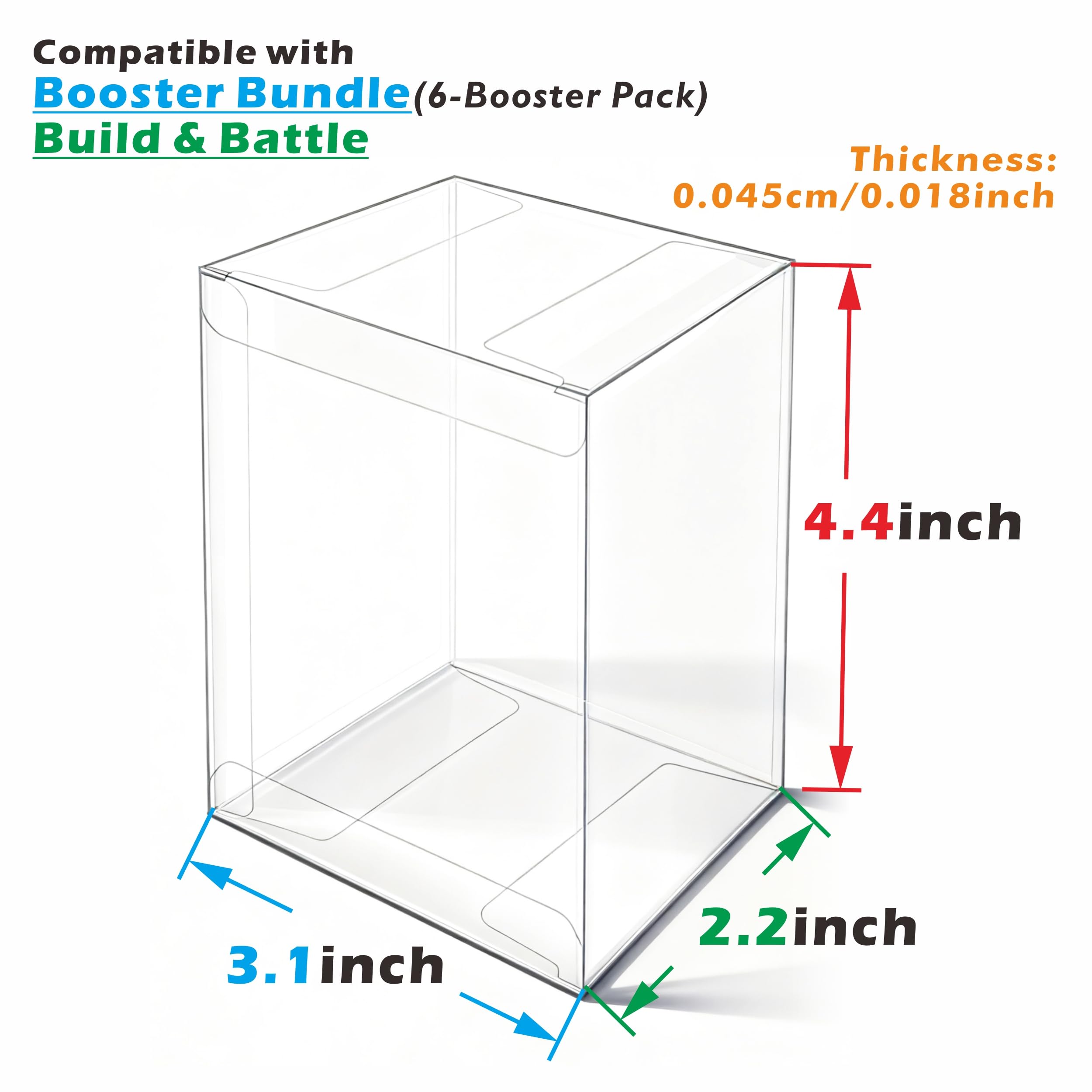 ZZHOB 10-Pack Clear Acrylic Display Case for Booster Bundle – Foldable Plastic Protector for 6-Booster Pack Collection