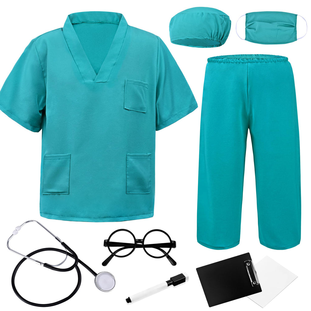 ZZIHAN 9-Piece Doctor Costume for Kids – Real Stethoscope, Clipboard & More
