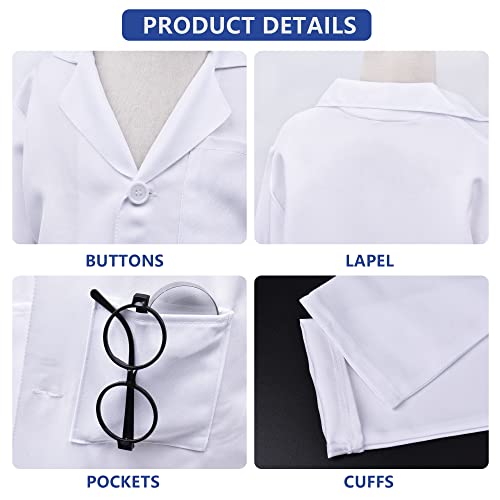 ZZIHAN Doctor Scientist Costume for Kids – White Lab Coat with Accessories (Ages 3-12)