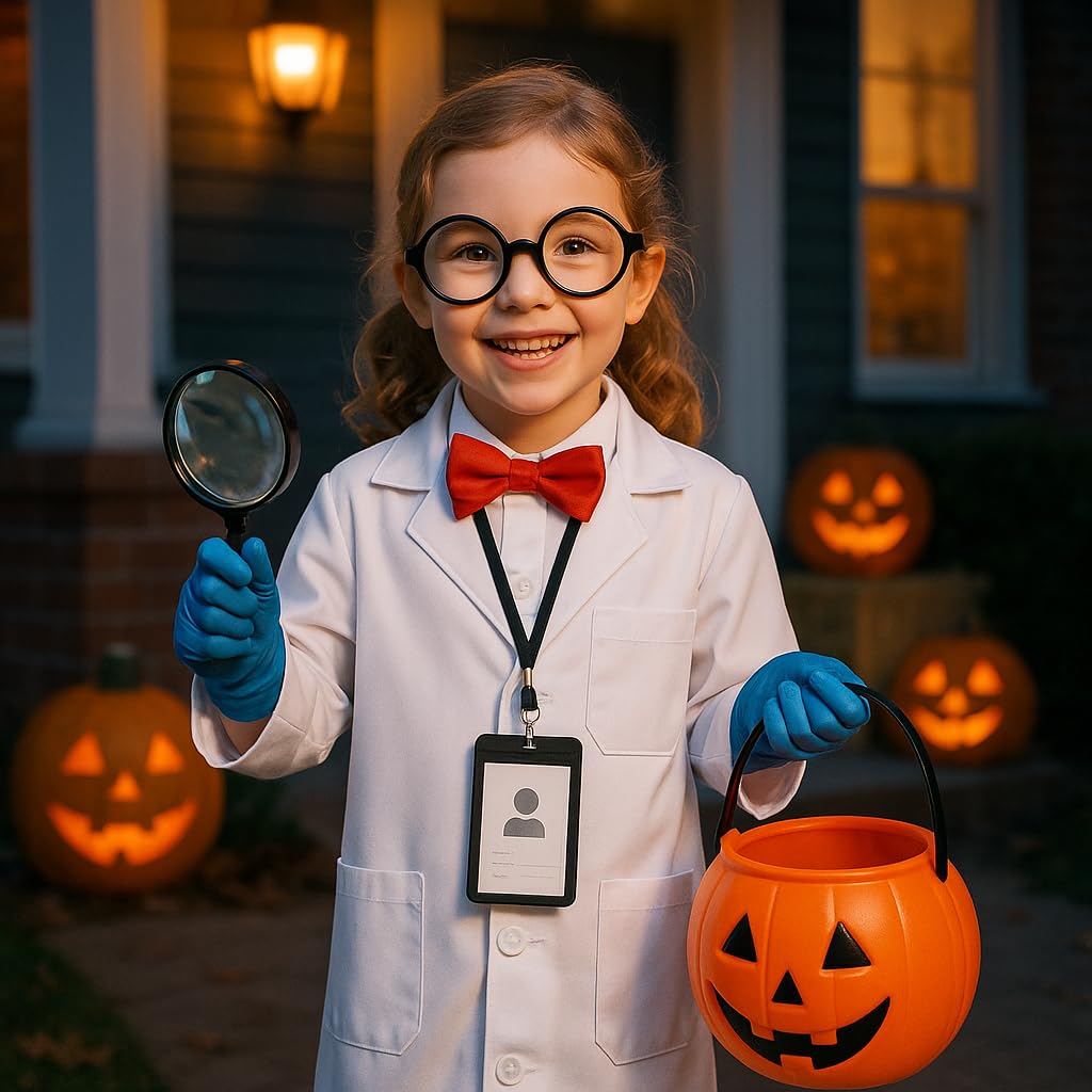ZZIHAN Doctor Scientist Costume for Kids – White Lab Coat with Accessories (Ages 3-12)