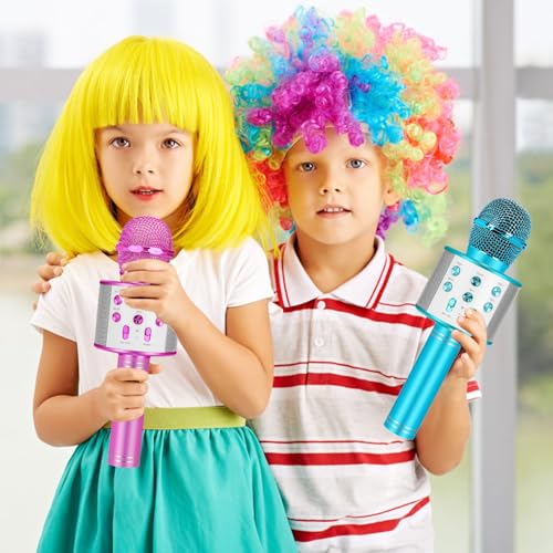 ZZLWAN Purple Kids Karaoke Microphone for Girls Ages 3-8 - 4-in-1 Bluetooth Speaker, Recorder, Radio, 5 Voice Modes, Durable Aluminum Alloy, UL Certified Battery