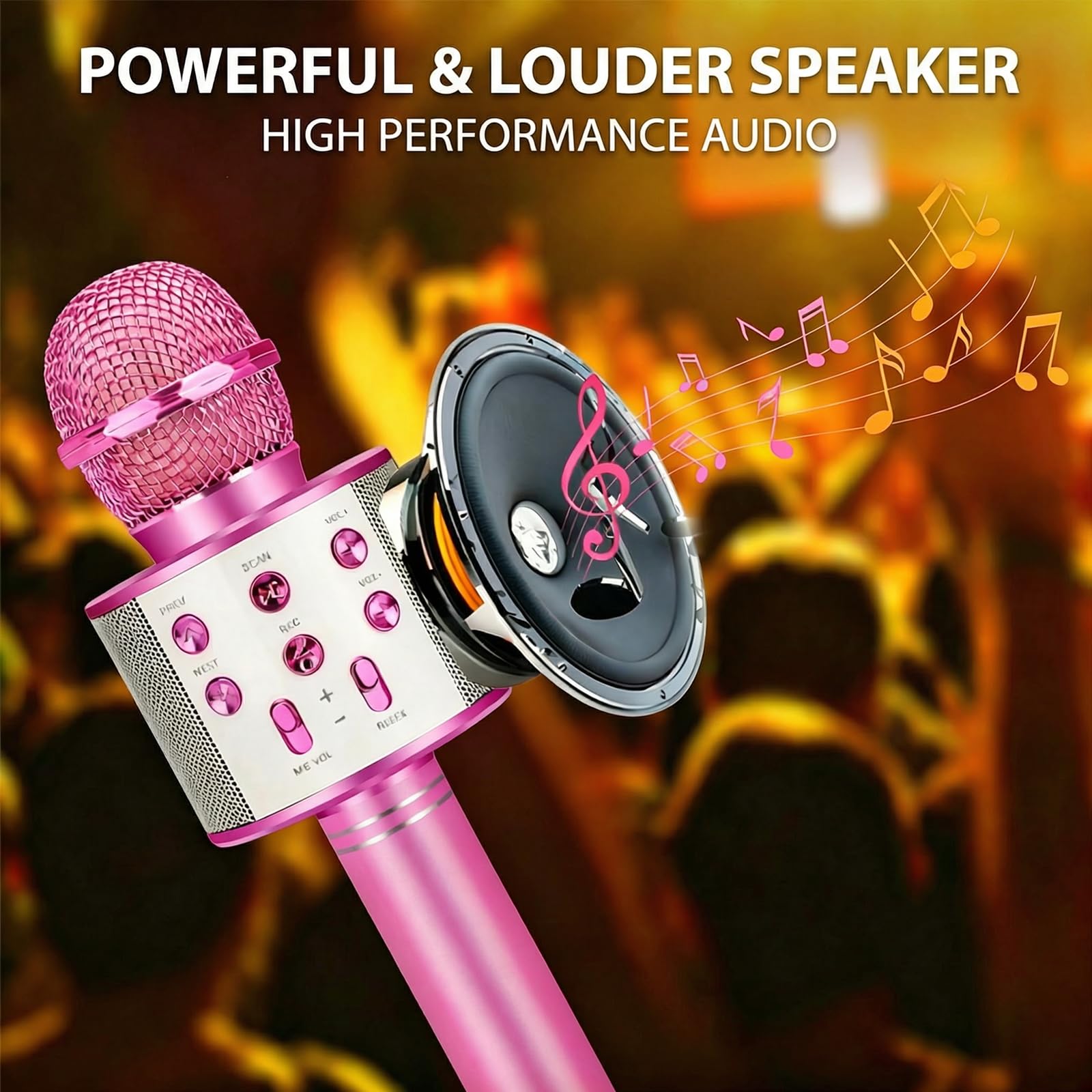 ZZLWAN Purple Kids Karaoke Microphone for Girls Ages 3-8 - 4-in-1 Bluetooth Speaker, Recorder, Radio, 5 Voice Modes, Durable Aluminum Alloy, UL Certified Battery