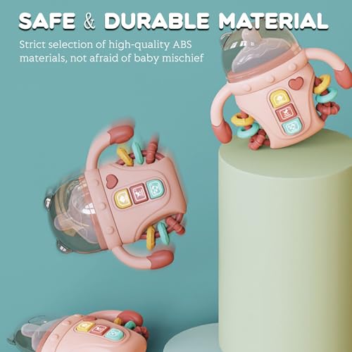 ZZSYYJK Baby Musical Toy with Lights, Rattle, and Teether – Pink Sensory Learning Toy for Infants