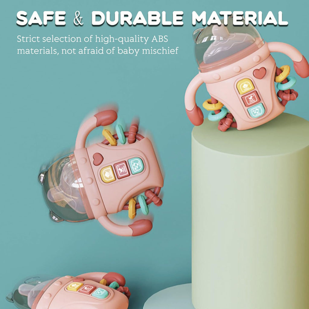 ZZSYYJK Baby Musical Toy with Lights, Rattle, and Teether – Pink Sensory Learning Toy for Infants